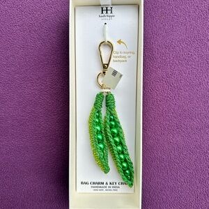 Haute Hippie Sweet Peas Beaded Bag Charm green NWT for keyring handbag backpack